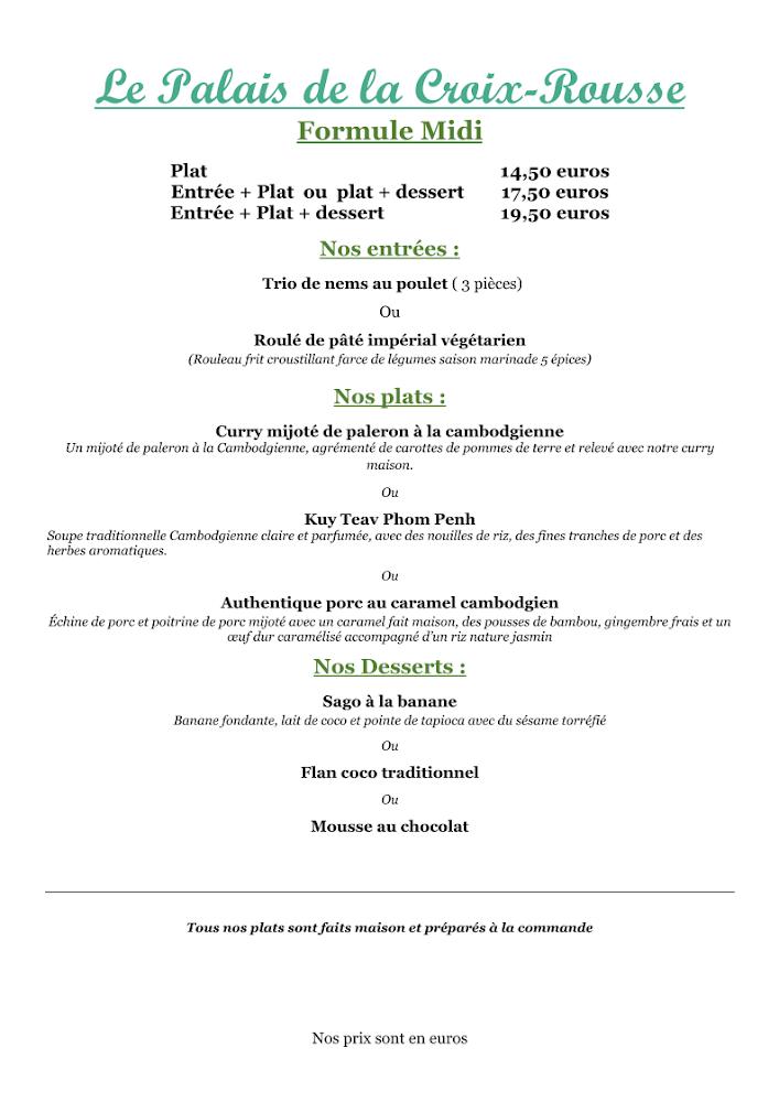 Palais de la Croix Rousse - Menu Image 2